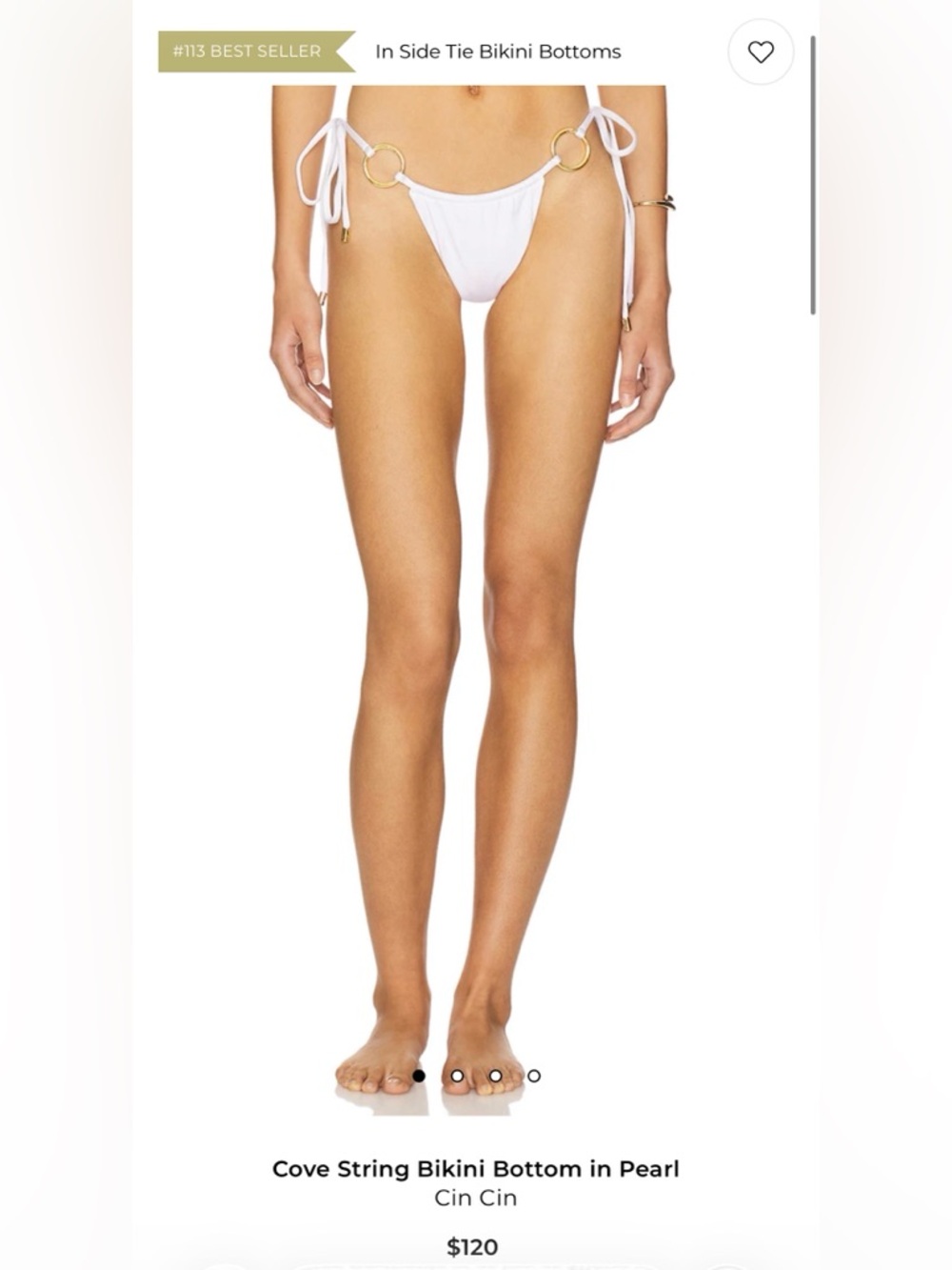 CIN CIN Cove String Bikini Bottom Pearl NWT Size S $120 Retail